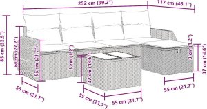 vidaXL 6-cz. zestaw mebli ogrodowych z poduszkami, czarny polirattan 12
