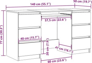 vidaXL Biurko, stare drewno, 140x50x77 cm 10