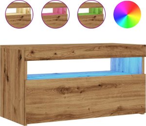 vidaXL Szafka pod TV z oświetleniem LED, dąb artisan, 75x35x40 cm 2