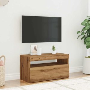 vidaXL Szafka pod TV z oświetleniem LED, dąb artisan, 75x35x40 cm 4