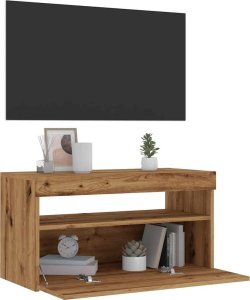 vidaXL Szafka pod TV z oświetleniem LED, dąb artisan, 75x35x40 cm 5
