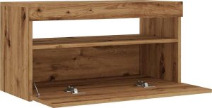 vidaXL Szafka pod TV z oświetleniem LED, dąb artisan, 75x35x40 cm 10