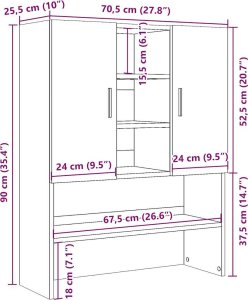 vidaXL Szafka na pralkę, kolor dąb artisan, 70,5x25,5x90 cm 10