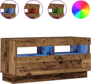vidaXL Szafka pod TV z oświetleniem LED, stare drewno, 80x35x40 cm 2