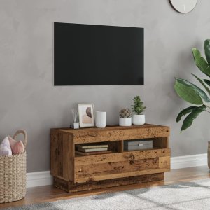 vidaXL Szafka pod TV z oświetleniem LED, stare drewno, 80x35x40 cm 3