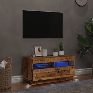 vidaXL Szafka pod TV z oświetleniem LED, stare drewno, 80x35x40 cm 4