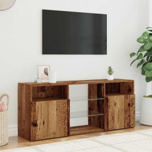 vidaXL Szafka pod TV z oświetleniem LED, stare drewno, 120x30x50 cm 3