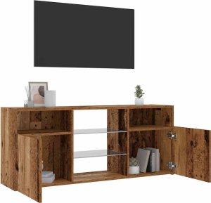 vidaXL Szafka pod TV z oświetleniem LED, stare drewno, 120x30x50 cm 4