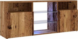 vidaXL Szafka pod TV z oświetleniem LED, stare drewno, 120x30x50 cm 5