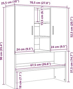 vidaXL Szafka na pralkę, stare drewno, 70,5x25,5x90 cm 10