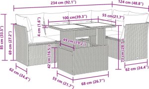 vidaXL 6-cz. zestaw mebli ogrodowych z poduszkami, beżowy, polirattan 12