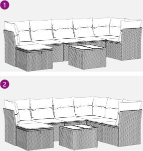 vidaXL 8-cz. zestaw wypoczynkowy do ogrodu, z poduszkami, czarny 10