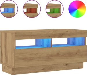 vidaXL Szafka pod TV z oświetleniem LED, dąb artisan, 80x35x40 cm 2