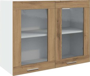 vidaXL vidaXL Szafka wisząca z szybą, dąb artisan, 80x31x60 cm 2