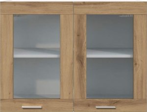 vidaXL vidaXL Szafka wisząca z szybą, dąb artisan, 80x31x60 cm 4