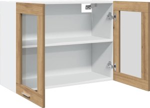 vidaXL vidaXL Szafka wisząca z szybą, dąb artisan, 80x31x60 cm 7