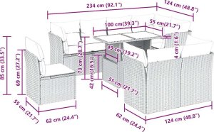 vidaXL 9-cz. zestaw mebli ogrodowych z poduszkami, brązowy, polirattan 11
