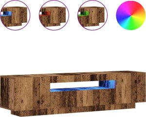 vidaXL Szafka pod TV z oświetleniem LED, stare drewno, 160x35x40 cm 2