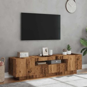 vidaXL Szafka pod TV z oświetleniem LED, stare drewno, 160x35x40 cm 4