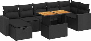 vidaXL 5-cz. zestaw wypoczynkowy do ogrodu, poduszki polirattan akacja 2