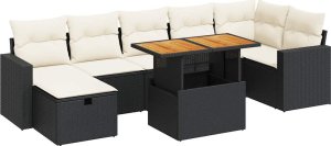 vidaXL 5-cz. zestaw wypoczynkowy do ogrodu, poduszki polirattan akacja 2