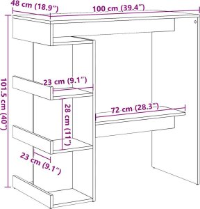 vidaXL vidaXL Stolik barowy z półkami, dąb artisan, 100x50x101,5 cm 9