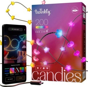 Lampki choinkowe Twinkly Twinkly Candies - 200 Lampki w kształcie gwiazd RGB LEDs, zielony przewód, USB-C 1