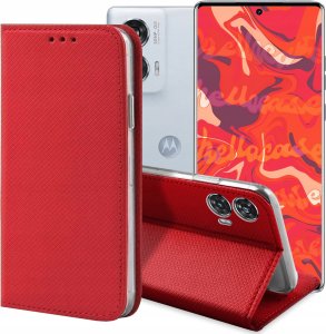 Hello Case ETUI Z KLAPKĄ DO Motorola Edge 50 Fusion CZERWONE ZAMYKANE MAGNETYCZNE 1