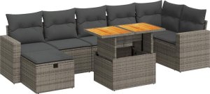 vidaXL 5-cz. zestaw wypoczynkowy do ogrodu, poduszki polirattan akacja 2