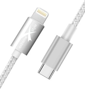 Kabel USB eXtremestyle Kabel pleciony PD do telefonu ze złączem Apple Lightning 30 cm 1
