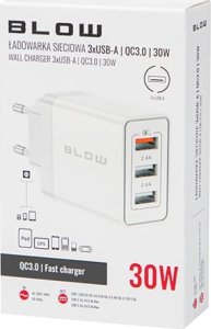 Ładowarka Blow 76-027# Ładowarka sieciowa gniazdo usbx2 + usb qc 30w 4
