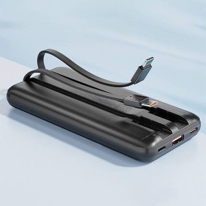 Awei AWEI PowerBank z wbudowanym kablem        Lightning/USB-C P77K 10000mAh czarny/black 22.5W 11