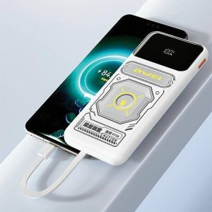 Awei AWEI PowerBank z wbudowanym kablem        Lightning/USB-C P77K 10000mAh czarny/black 22.5W 12