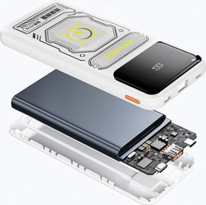 Awei AWEI PowerBank z wbudowanym kablem        Lightning/USB-C P77K 10000mAh czarny/black 22.5W 2