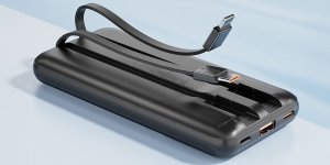 Awei AWEI PowerBank z wbudowanym kablem        Lightning/USB-C P77K 10000mAh czarny/black 22.5W 6