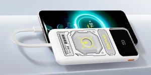 Awei AWEI PowerBank z wbudowanym kablem        Lightning/USB-C P77K 10000mAh czarny/black 22.5W 8