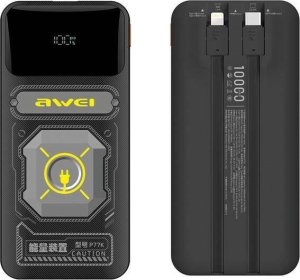 Awei AWEI PowerBank z wbudowanym kablem        Lightning/USB-C P77K 10000mAh czarny/black 22.5W 9