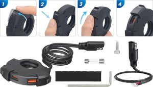 Ładowarka eXtremestyle Motocyklowe gniazdo USB QC + Typ-C PD MUS51 Power Ring 6