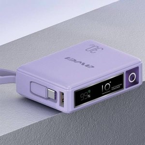 Awei AWEI PowerBank z wbudowanym kablem P87K 10000mAh czarny/black 30W 15