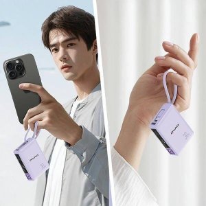 Awei AWEI PowerBank z wbudowanym kablem P87K 10000mAh czarny/black 30W 16