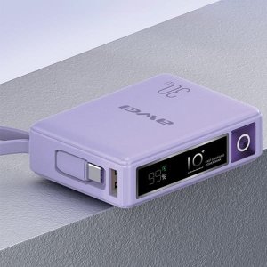 Awei AWEI PowerBank z wbudowanym kablem P87K 10000mAh czarny/black 30W 5