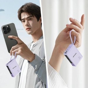 Awei AWEI PowerBank z wbudowanym kablem P87K 10000mAh czarny/black 30W 6