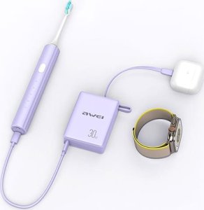 Awei AWEI PowerBank z wbudowanym kablem P87K 10000mAh czarny/black 30W 8