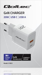 Ładowarka Qoltec Ładowarka sieciowa Qoltec 20W GaN biała 13