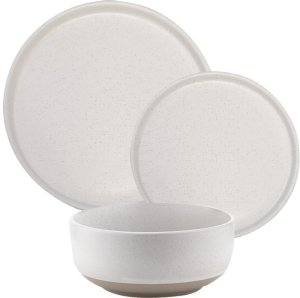 Florina Serwis obiadowy porcelanowy Florina Lila 18 elementów zestaw talerzy dla 6 osób kremowy nakrapiany 1