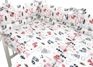 MimiNu MIMINU 3 pcs of bedding sets pillowcase 40x60cm, duet cover 135x100cm, bumper 180x30 FOX 1