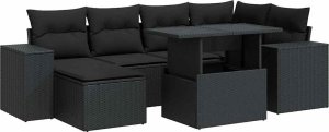 vidaXL 7-cz. zestaw wypoczynkowy do ogrodu, z poduszkami, czarny 2