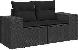 vidaXL 7-cz. zestaw wypoczynkowy do ogrodu, z poduszkami, czarny 5