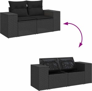 vidaXL 7-cz. zestaw wypoczynkowy do ogrodu, z poduszkami, czarny 10