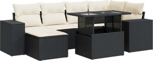 vidaXL 7-cz. zestaw wypoczynkowy do ogrodu, z poduszkami, czarny 2